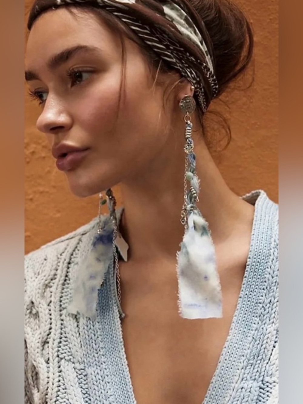 NWT Free People Clearwater Dangle Earrings Silver Blue New